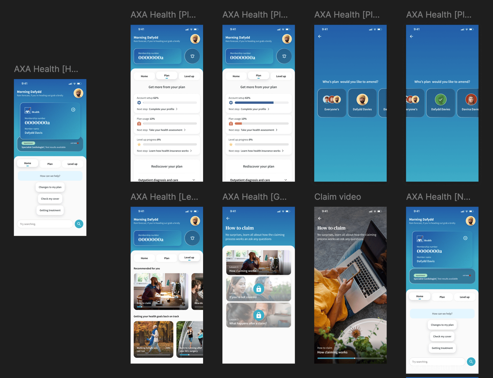 AXA app designs